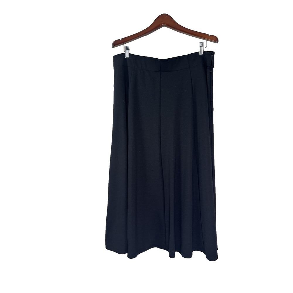 Lands End Womens 18 Black Ponte Knit Swing Midi Stretch Comfort Office Staple